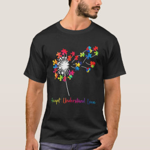 Accept Understand Love Dandelion Puzzle Autism Awa T-Shirt
