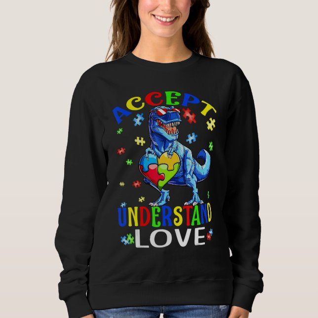 Accept Understand Love Dinosaur Everybody Autism A Sweatshirt (Front)