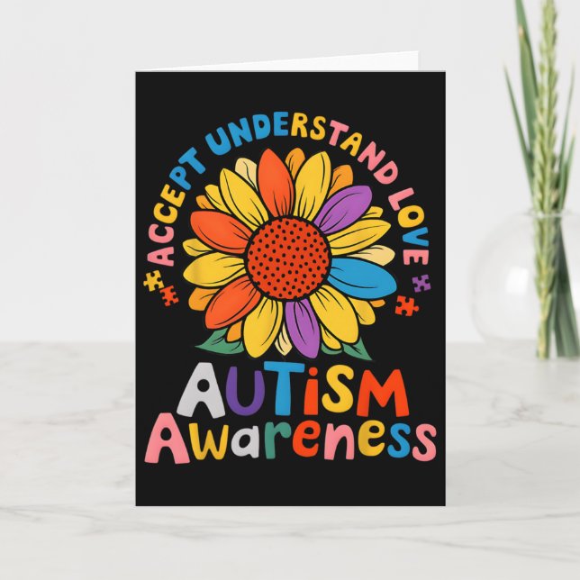 Accept Understand Love Funny Neurodiversity April  Card (Front)