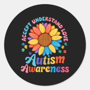 Accept Understand Love Funny Neurodiversity April Classic Round Sticker