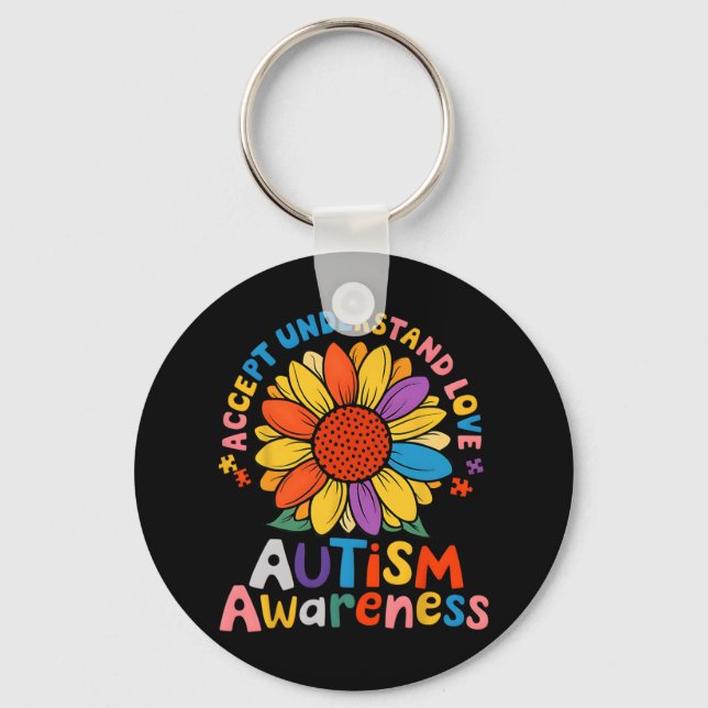 Accept Understand Love Funny Neurodiversity April  Key Ring (Front)