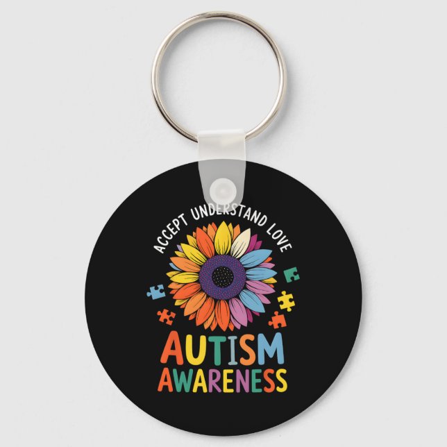 Accept Understand Love Funny Neurodiversity April  Key Ring (Front)