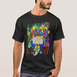 Accept Understand Love Gnome Puzzle Pieces Autism  T-Shirt