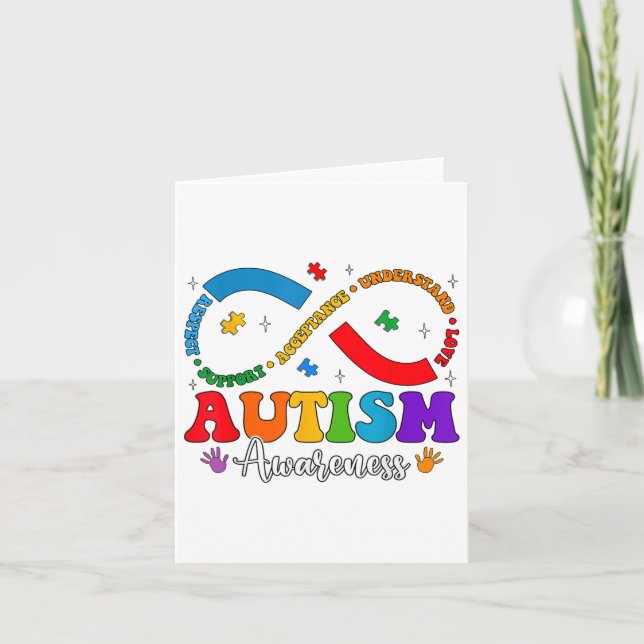 Accept Understand Love Heart Infinity Autism Aware Card (Front)
