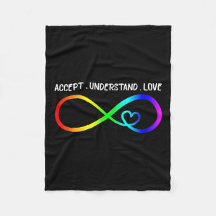 Accept Understand Love Heart Infinity Autism Aware Fleece Blanket