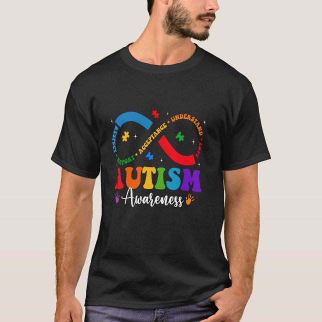 Accept Understand Love Heart Infinity Autism Aware T-Shirt (Front)