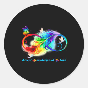 Accept Understand Love Infinity Butterfly  Classic Round Sticker