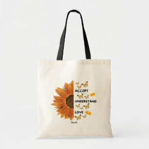 Accept, Understand, Love Motivational Quotes Name Tote Bag