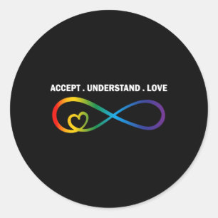 Accept Understand Love Neurodiversity Infinity Aut Classic Round Sticker