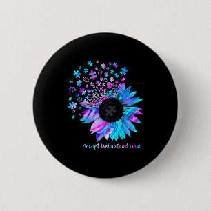 Accept understand love sunflower autism awareness 6 cm round badge