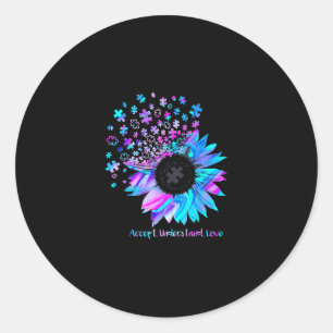 Accept understand love sunflower autism awareness  classic round sticker