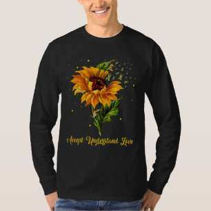 Accept Understand Love Sunflower Autism Awareness  T-Shirt