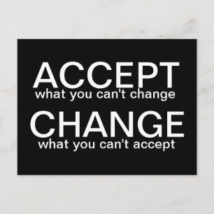 Accept vs Change - motivational postcard