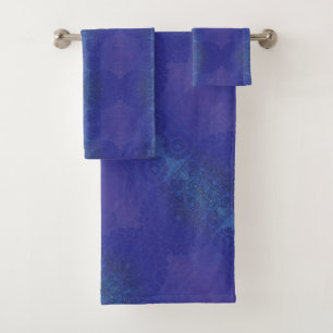 Acceptance   Blue Indigo Violet Boho Medallions Bath Towel Set