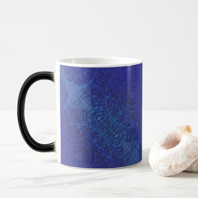 Acceptance | Blue Indigo Violet Boho Medallions Magic Mug (With Donut)