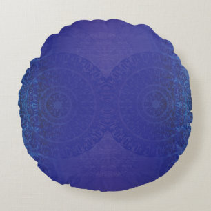 Acceptance   Blue Indigo Violet Boho Medallions Round Cushion
