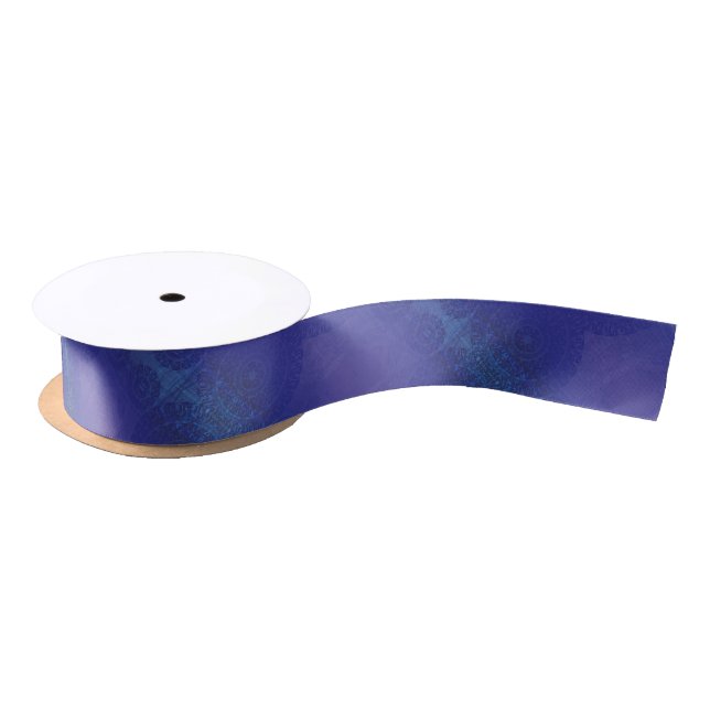 Acceptance | Blue Indigo Violet Boho Medallions Satin Ribbon (Spool)