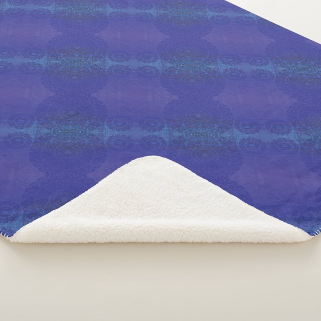 Acceptance | Blue Indigo Violet Boho Medallions Sherpa Blanket (3/4)