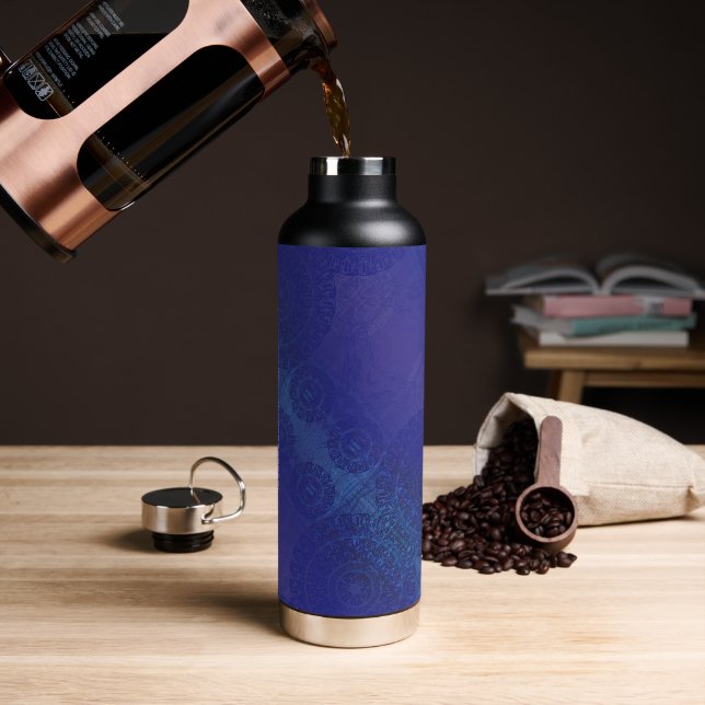 Acceptance | Blue Indigo Violet Boho Medallions Water Bottle (Coffee)