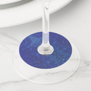 Acceptance Blue Indigo Violet Boho Medallions Wine Glass Tag