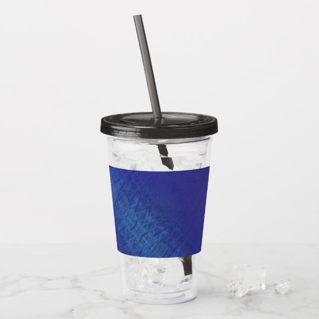 Acceptance | Blue Indigo Violet Shibori Pattern Acrylic Tumbler (Front Ice)