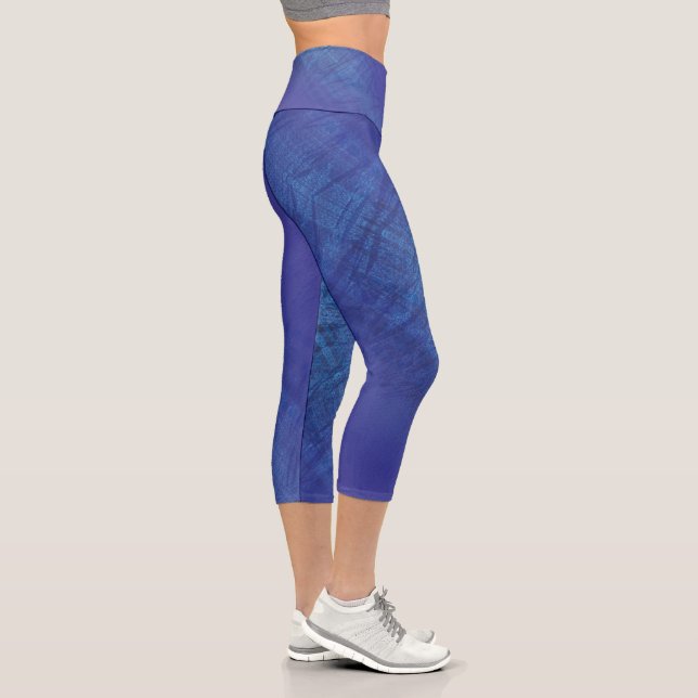 Acceptance | Blue Indigo Violet Shibori Pattern Capri Leggings (Right)