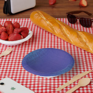 Acceptance Blue Indigo Violet Shibori Pattern Paper Plate