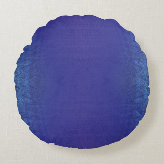 Acceptance | Blue Indigo Violet Shibori Pattern Round Cushion (Front)