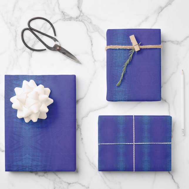 Acceptance | Blue Indigo Violet Shibori Pattern Wrapping Paper Sheet (Front)