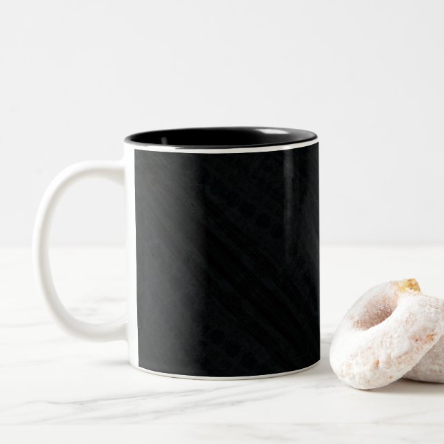 Acceptance | Dark Eclectic Texture Two-Tone Coffee Mug (With Donut)