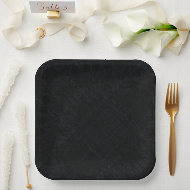 Acceptance | Dark Geometric Texture Paper Plate (Wedding)