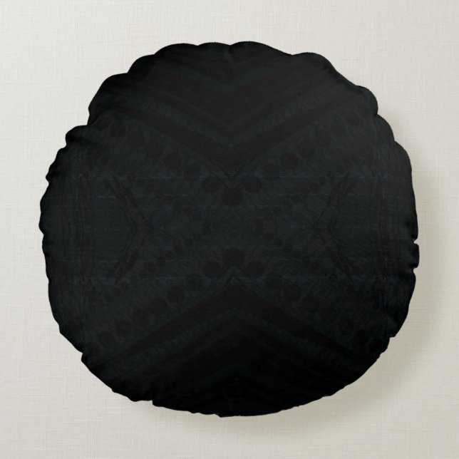 Acceptance | Dark Geometric Texture Round Cushion (Front)