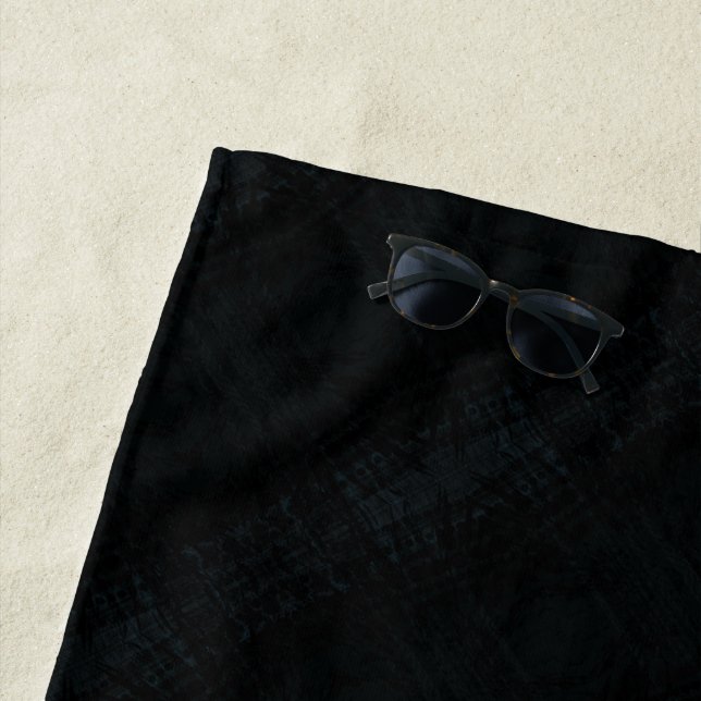 Acceptance | Dark Shibori Texture Beach Towel (In Situ)