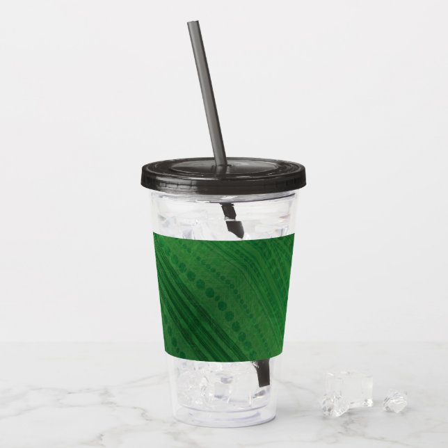 Acceptance | Green Eclectic Boho Pattern Acrylic Tumbler (Front Ice)