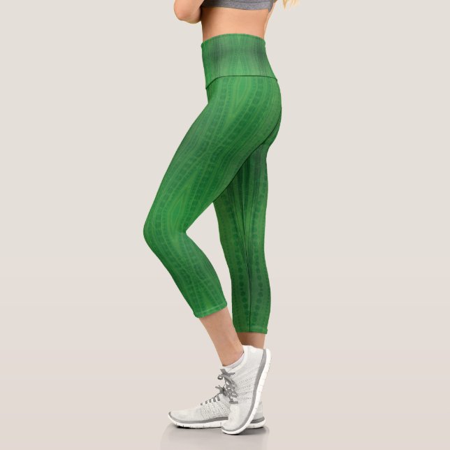Acceptance | Green Eclectic Boho Pattern Capri Leggings (Left)