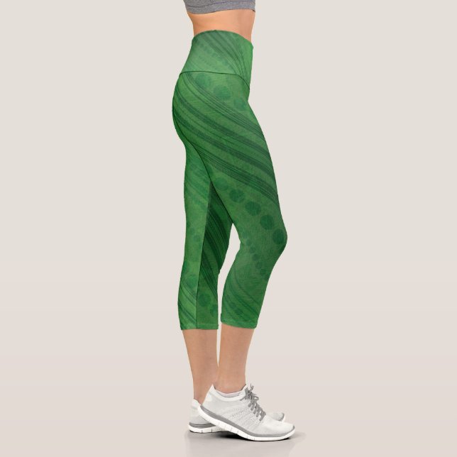 Acceptance | Green Eclectic Boho Pattern Capri Leggings (Right)