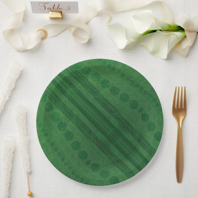 Acceptance | Green Eclectic Boho Pattern Paper Plate (Wedding)