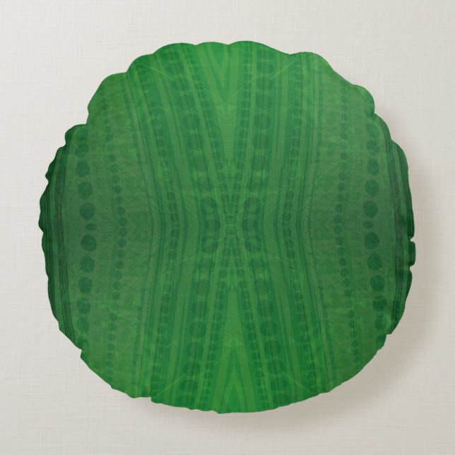 Acceptance | Green Eclectic Boho Pattern Round Cushion (Front)