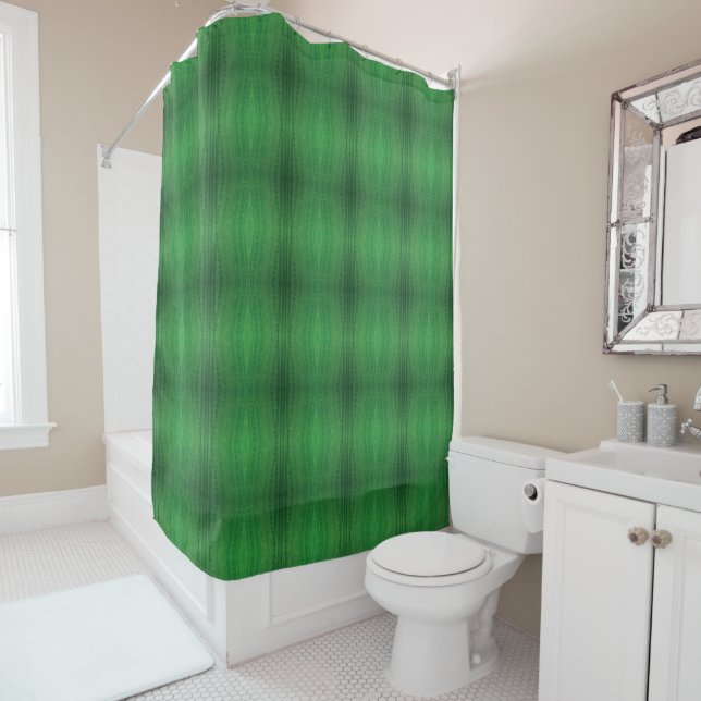 Acceptance | Green Eclectic Boho Pattern Shower Curtain (In Situ)