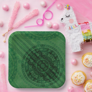Acceptance Green Meditation Medallions Paper Plate