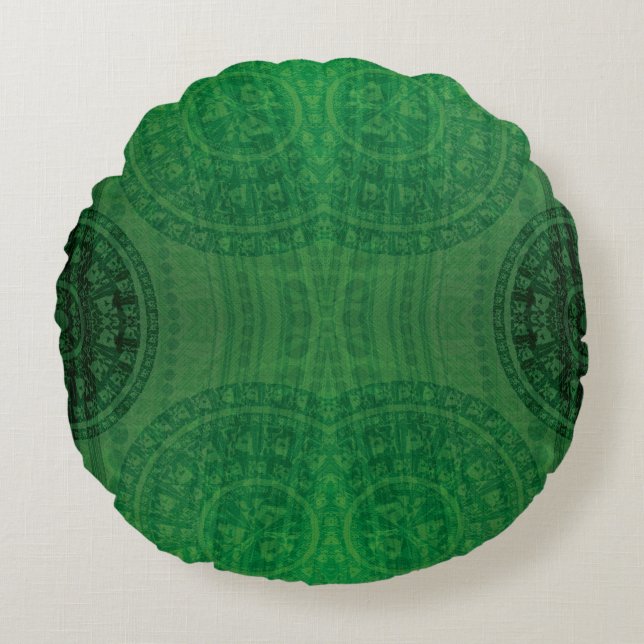 Acceptance | Green Meditation Medallions Round Cushion (Front)