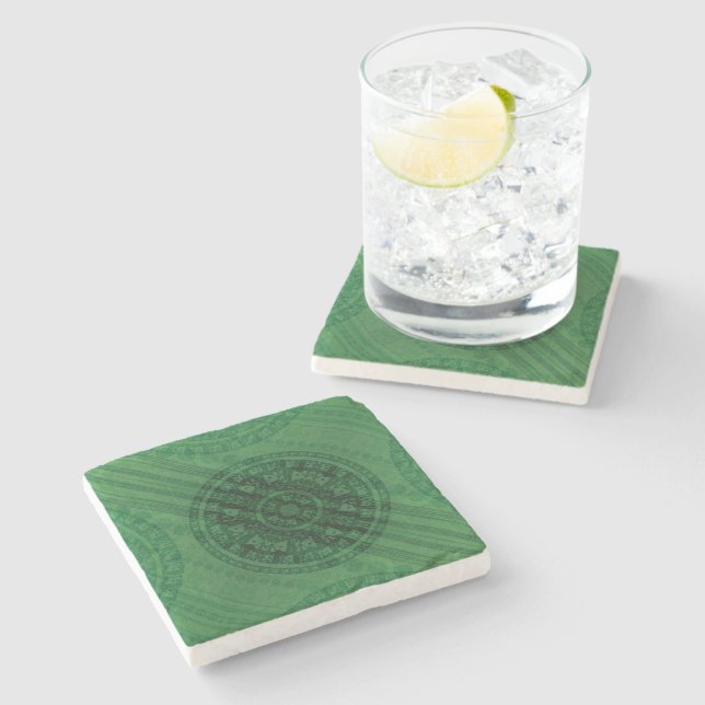 Acceptance | Green Meditation Medallions Stone Coaster (Side)