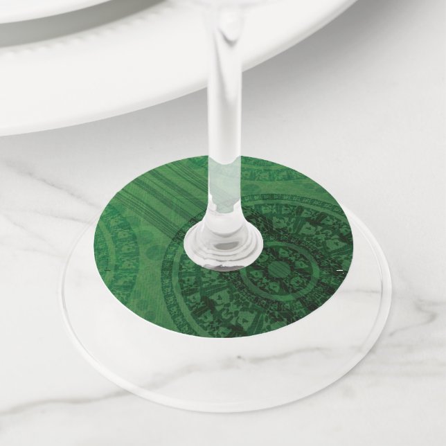 Acceptance | Green Meditation Medallions Wine Glass Tag (Close Up)