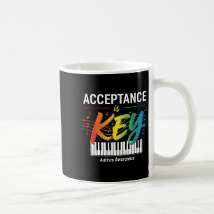 Acceptance is key autism awareness month teachers coffee mug