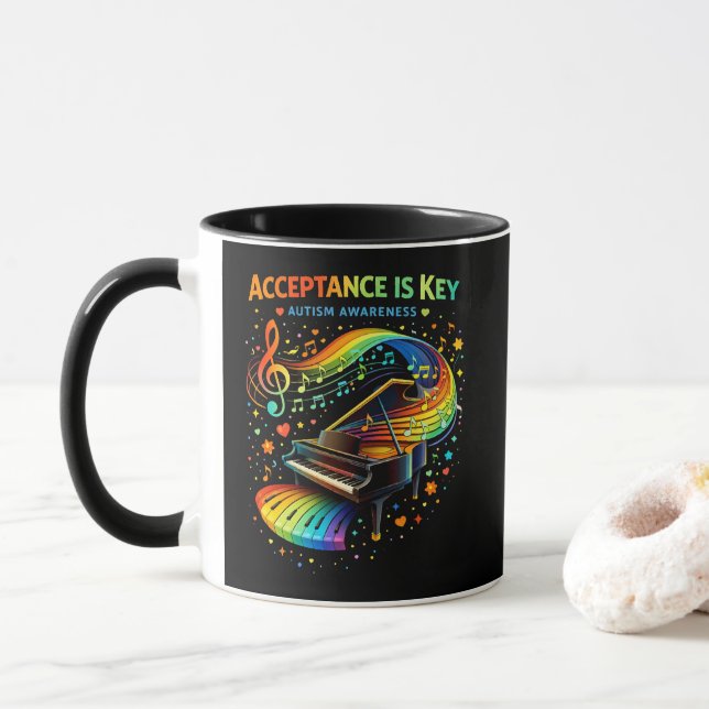 Acceptance Is Key Autism Awareness Mug (With Donut)