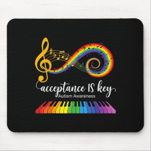 Acceptance is key autism awareness music teacher mouse pad