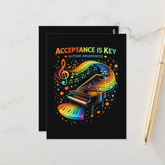 Acceptance Is Key Autism Awareness Postcard (Front/Back In Situ)