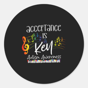 Acceptance is key autism awareness support  classic round sticker