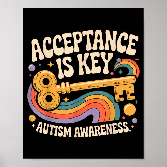 Acceptance is key autism awareness support teacher poster (Front)