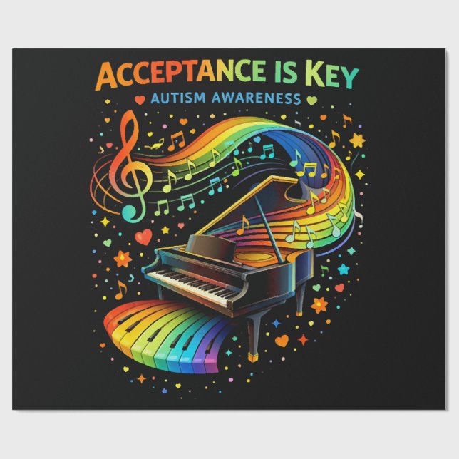 Acceptance Is Key Autism Awareness Wrapping Paper (Flat)